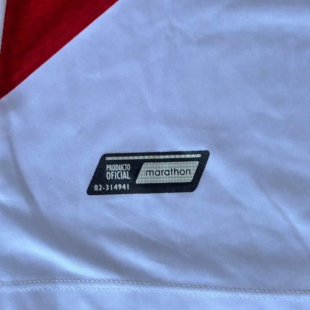 Peru 2014 Marathon vintage World Cup white/red diagonal stripe jersey